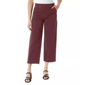 Gloria Vanderbilt Ladies' Pull on Wide-Leg Crop Pants, Burgundy Size 10 Z1